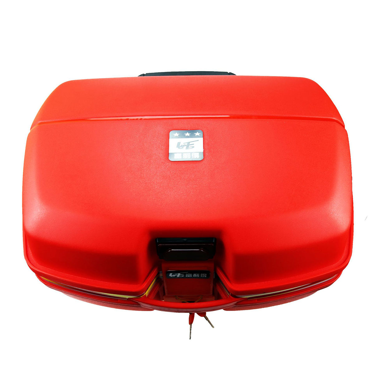 Orange Red Motorcycle Tour Tail Box Scooter Trunk Luggage Top Lock Storage Carrier Case