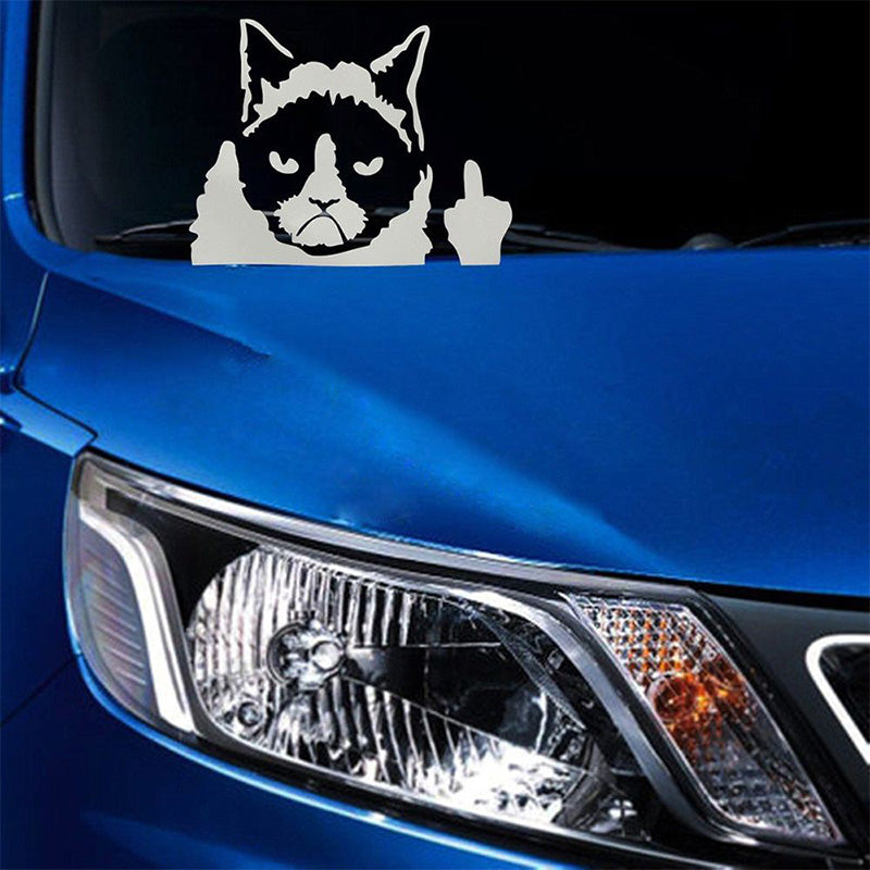10x13cm Car Stickers Funny Cat Meme Flippin' You Off Vinyl Sticker Decals - Auto GoShop