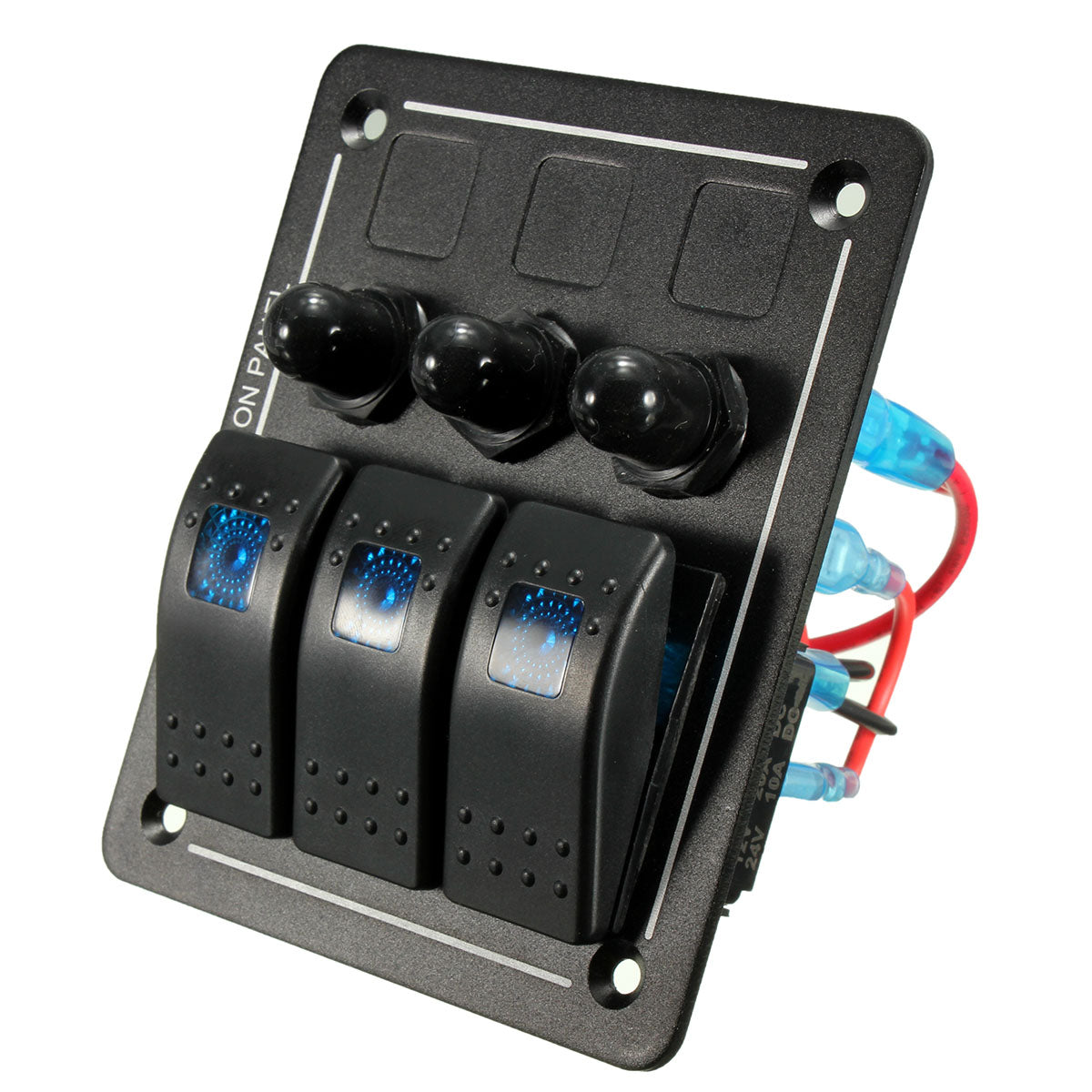 Dark Slate Gray 12V 24V Waterproof Aluminum LED Rocker Switch Panel Bracket  (Black)