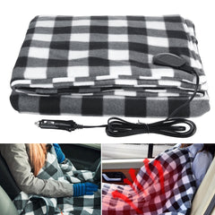 150*110CM Electric Car Blanket Heated 12V Fleece Travel Throw Blanket Warm Gift - Auto GoShop