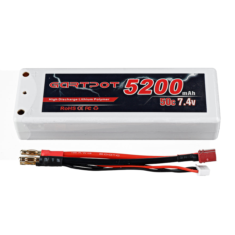 Black GARTPOT 7.4V 5200mAh 50C 2S lipo Battery With T Plug for RC Car