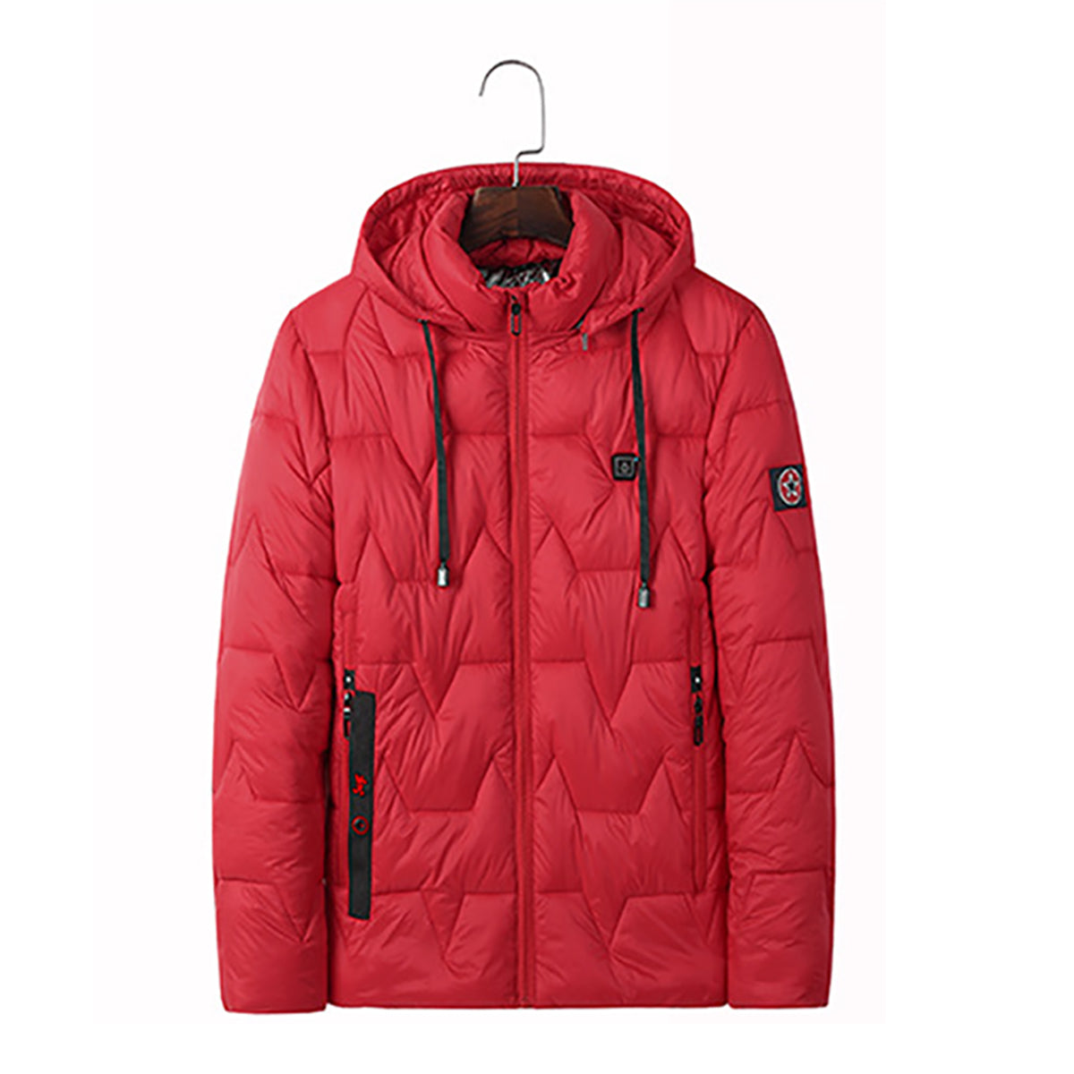 Firebrick USB Electric Heated Coats Heating Hooded Jacket Long Sleeves Winter Warm Clothing