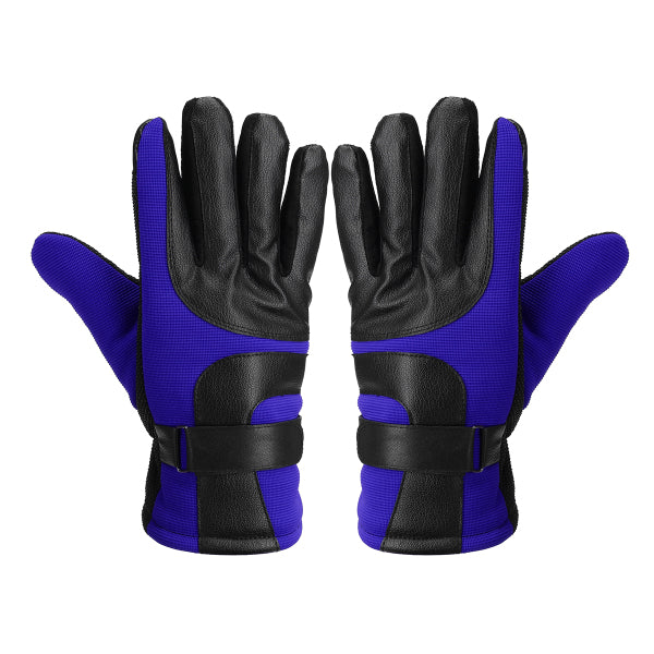 Midnight Blue Motorcycle Leather Gloves Touch Screen Winter Warm Waterproof Red Blue Black Grey