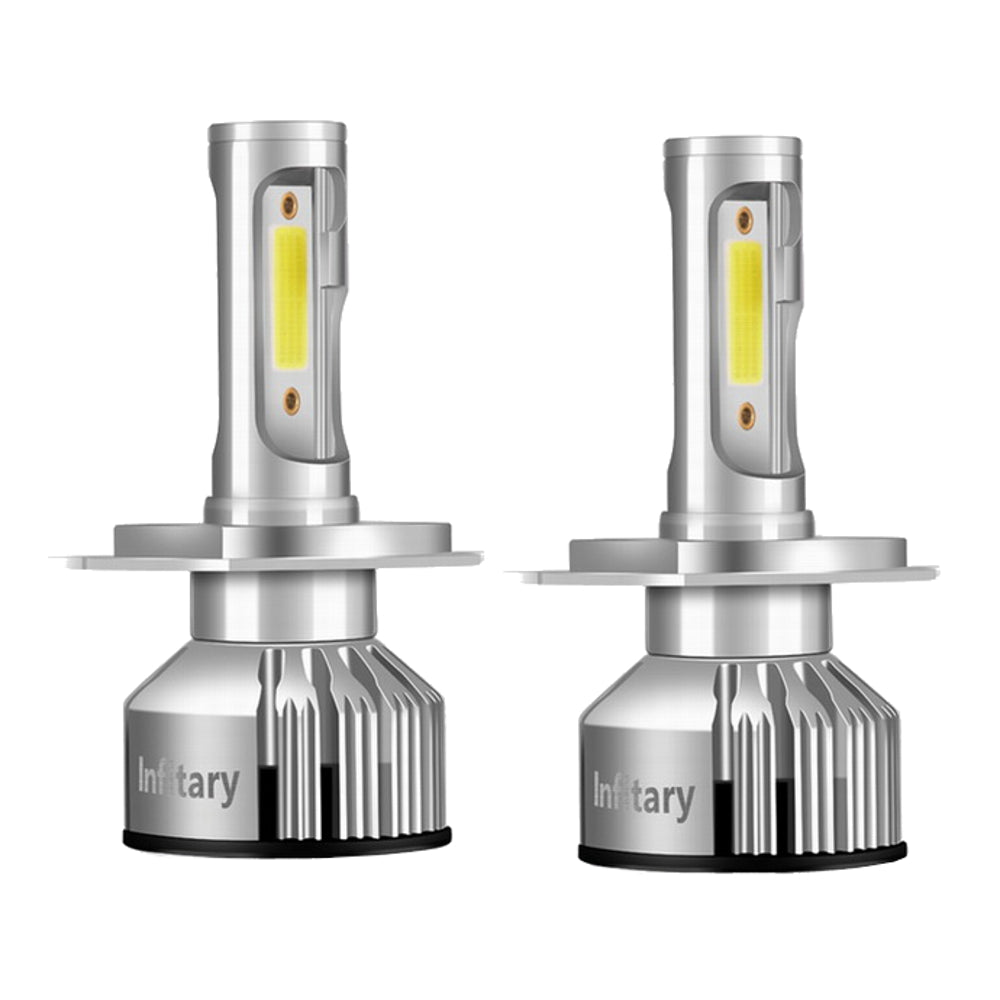 Gray Infitary V3 Car COB LED Headlights H1 H3 H4 H7 H11 H13 9004 9005 9006 9007 Fog Light 72W 10000LM 6500K White 2Pcs