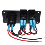 Sky Blue LED Switch Panel 2 Gang Rocker Switch Toggle QC 3.0 USB Blue LED Car Marine Boat