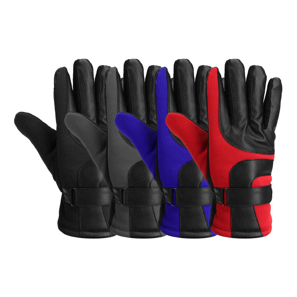 Midnight Blue Motorcycle Leather Gloves Touch Screen Winter Warm Waterproof Red Blue Black Grey