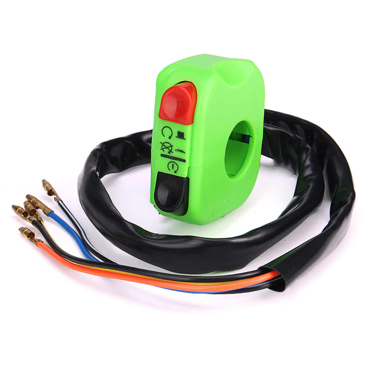 Yellow Green 7/8inch Motorcycle Handlebar LED Headlight Flameout Startup Light Switch Double Flash