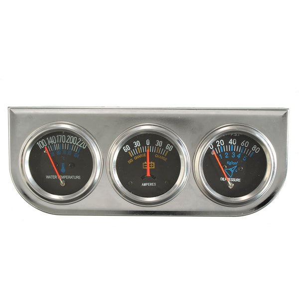 Dark Slate Gray Car Auto Meter Trio Ammeter Water Temp Oil Pressure Gauge Mechanical Sliver