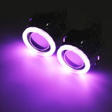 Violet 2.5 Inch H1/H4/H7 Bi-Xenon HID Projector Headlights Conversion Kit with Lens CCFL Angel Eyes Halo Ring Lights Shroud RHD