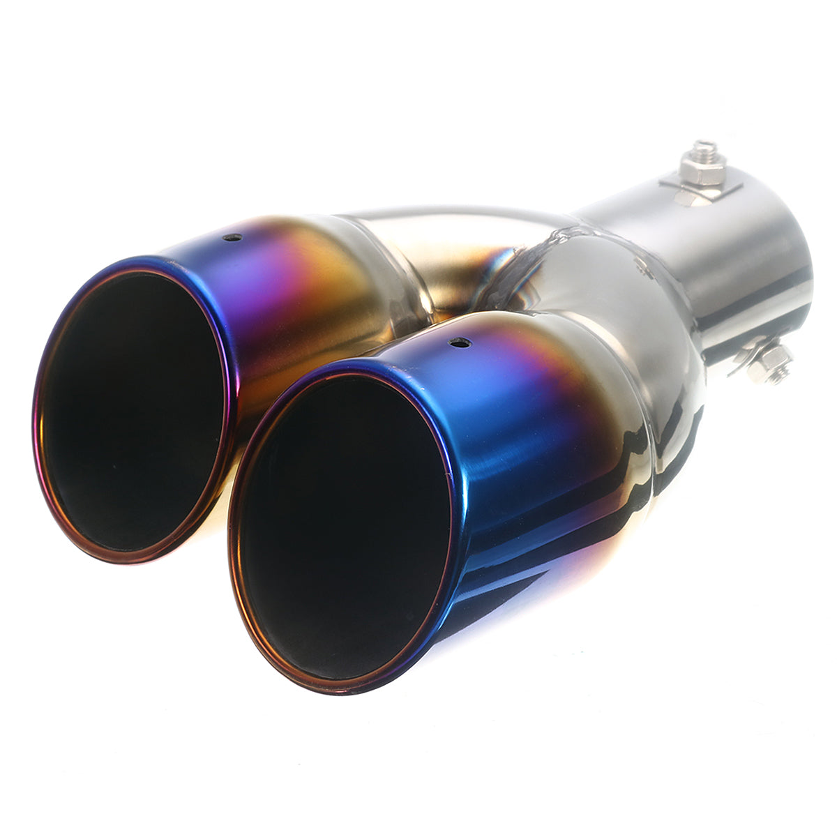 63mm Universal Car Rear Dual Air-Outlet Exhaust Pipe Bluing Tail Muffler Tip - Auto GoShop