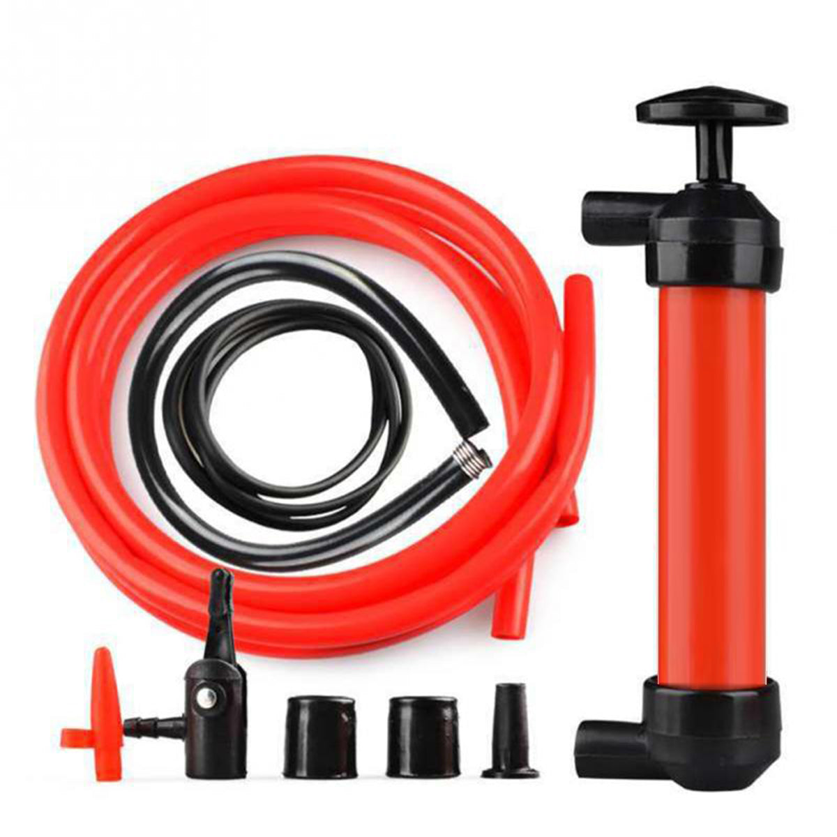 Orange Red Portable Manual Sucker Siphon Pump Transfer Oil Liquid Hand Air Pump Car