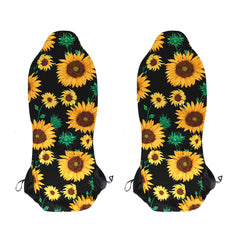 2PCS Auto Car Seat Covers Front Full Sunflower Universal Fit Elastic Protector - Auto GoShop