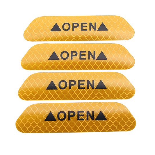 Goldenrod 4Pcs Reflective Door Open Warning Stickers Collision Warning Decals for Car Motorcycle
