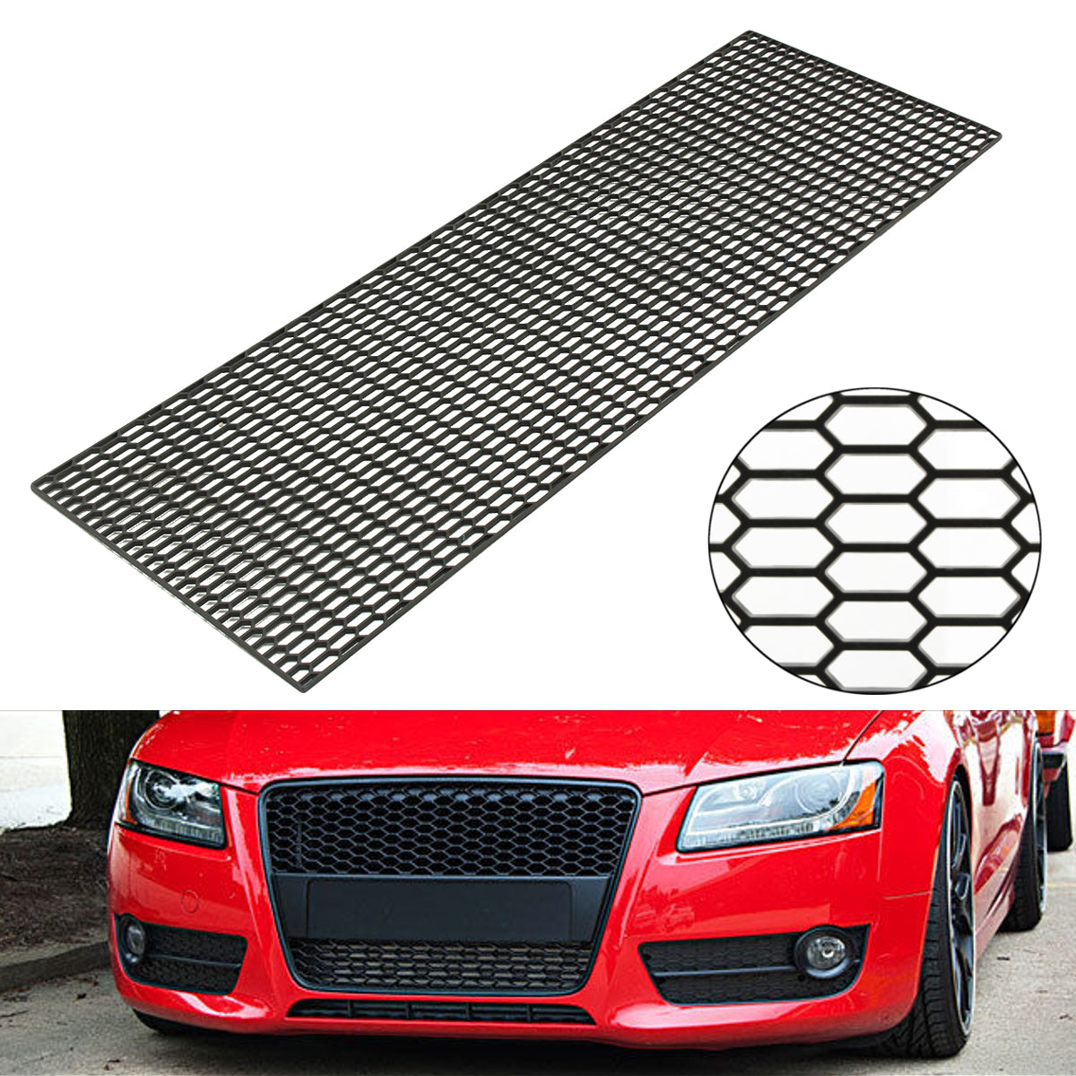 Red 120X40cm ABS Plastic Car Styling Air Intake Racing Honeycomb Meshed Grille Spoiler Bumper Hood Vent Universal
