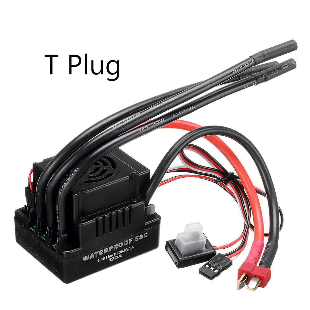 Black 120A Brushless ESC T/XT60 Plug with 5.8V/3A SBEC 2-4S for 1/8 RC Car Parts