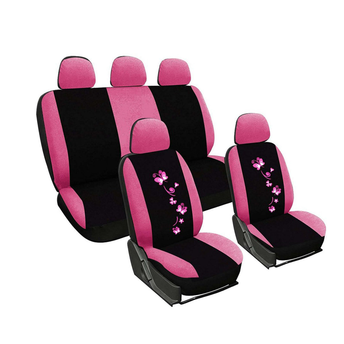Universal Car Seat Covers Front and Rear Protectors Full Set Butterfly Printed - Auto GoShop
