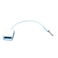 White Smoke Car MP3 AUX 3.5mm Male Audio Plug to Female USB 2.0 Converter Cable