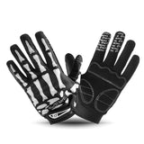 Black Motorcycle Full Finger Gloves Skeleton Bone Skull Outdoor Sports Cycling Bike