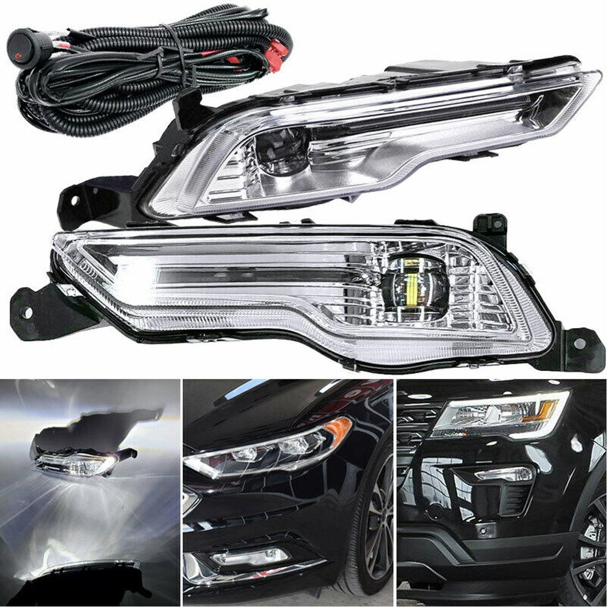 Gray 2Pcs Car LED Fog Lights Kit For Ford Fusion Modeo Explorer Sport