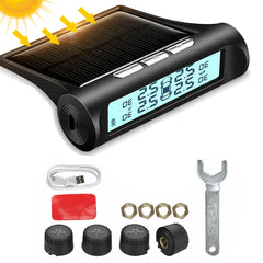 Pale Turquoise Solar TPMS Tire Pressure Monitor System 4 External Sensors For RV Truck Trailer
