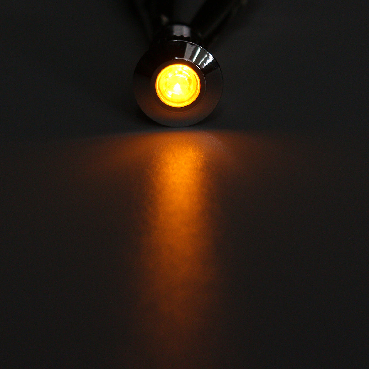 Dark Orange 12V Metal 8mm LED Panel Dash Lamp Warning Light Indicator Waterproof