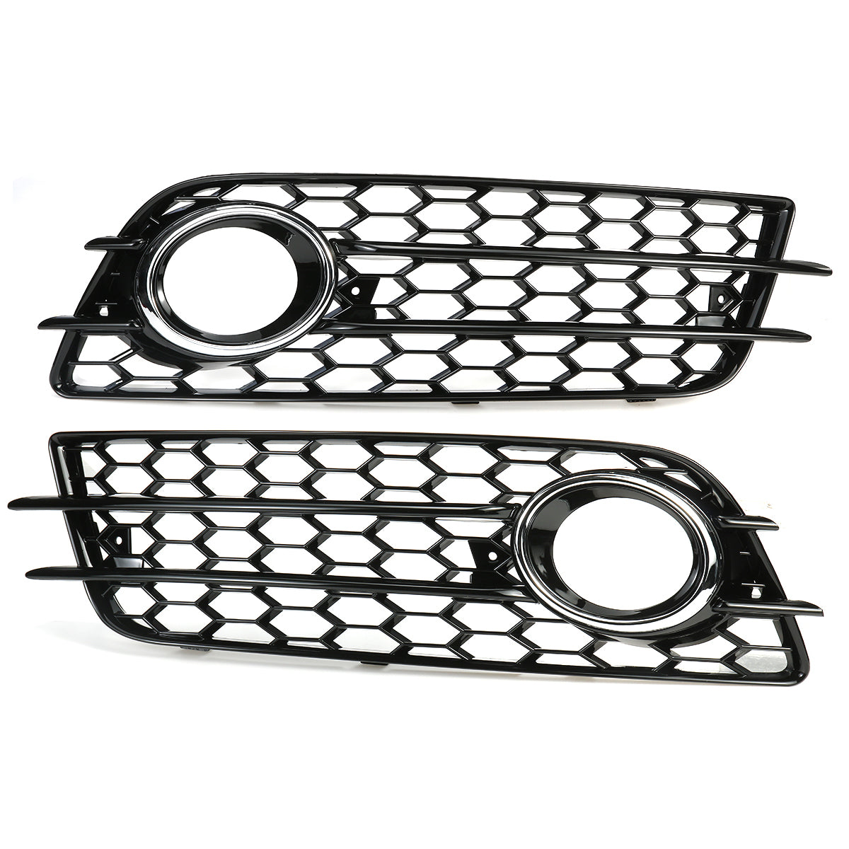 White Smoke Plating Front Fog Light Cover Honeycomb Hex Grille Grill For Audi A4 B8 S-Line S4 2008-2012