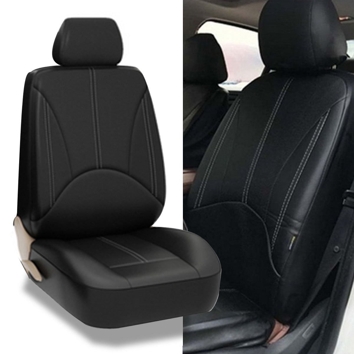 Bucket Seat Cover Set Front Rear Universal for Car Sedan Truck SUV PU Leather - Auto GoShop