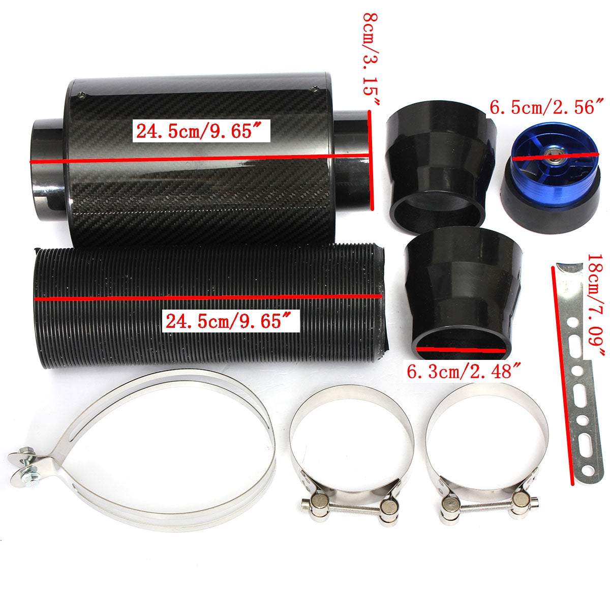 3inch Universal Performance Air Feed Cold Filter Intake Pipe Induction Extension - Auto GoShop