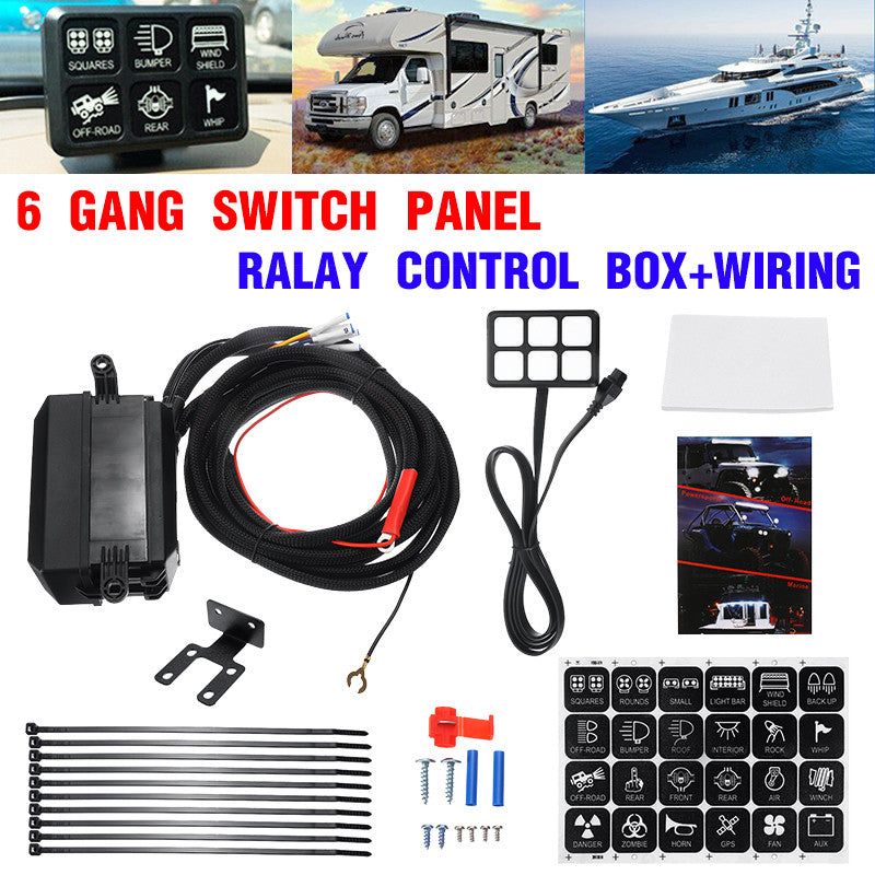 Snow 12V/24V 6 Gang Switch Panel Housing LED Work Light Bar Electronic Relay Circuit Control System For Truck ATV Maine Boat Yacht