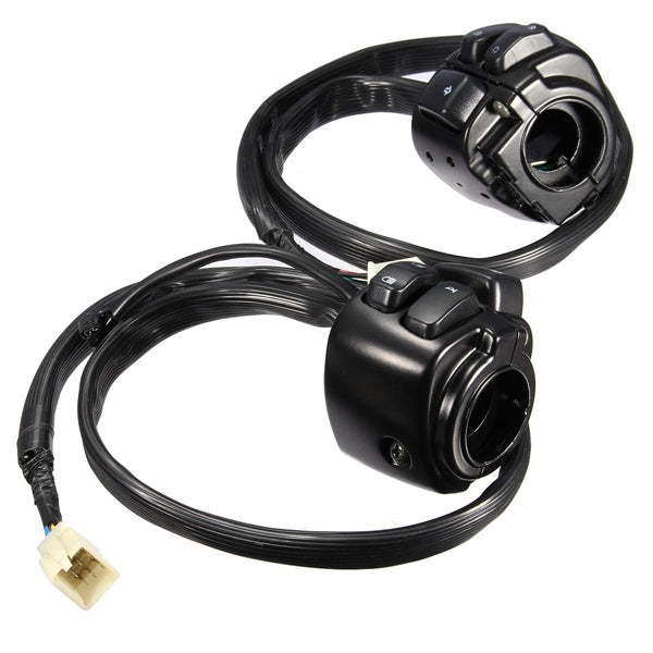 Black Pair 1inch 25mm Motorcycle Handlebar Control Switch Housing Wiring Harness for Harley
