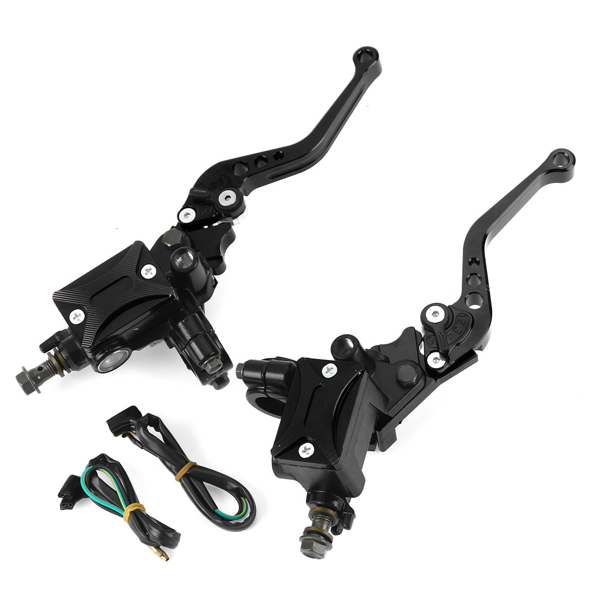 Black 7/8 Inch 22mm Motorcycle Hydraulic Brake Clutch Master Cylinder Reservoir Lever With Cable Aluminum Universal
