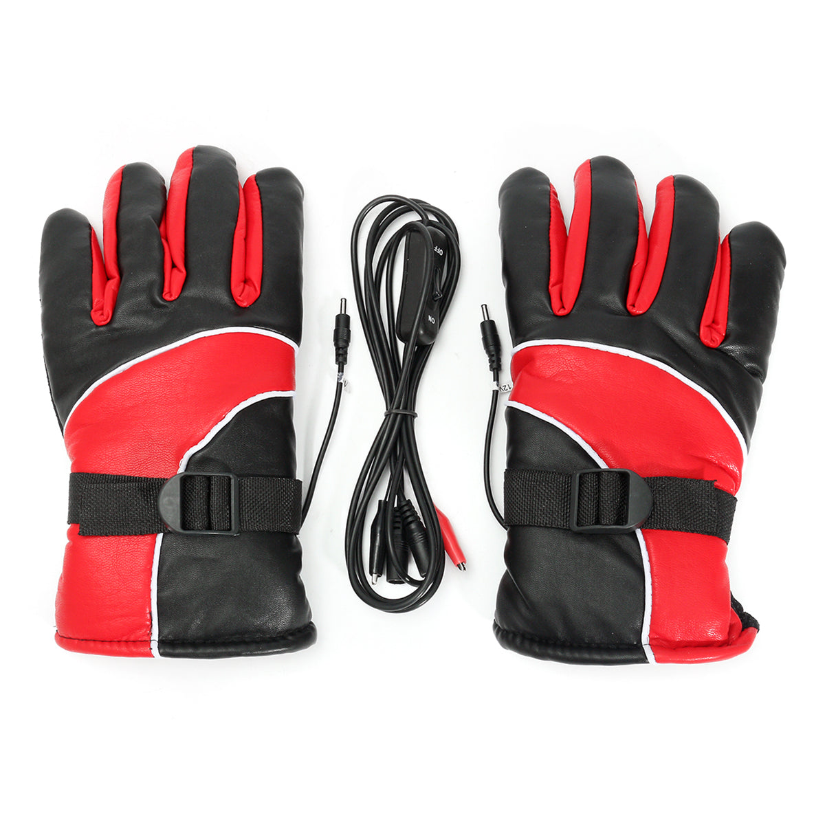 Orange Red 12V Warm Electric Heated Warmer Winter Gloves Motorcycle Scooter E-bike