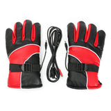 Orange Red 12V Warm Electric Heated Warmer Winter Gloves Motorcycle Scooter E-bike