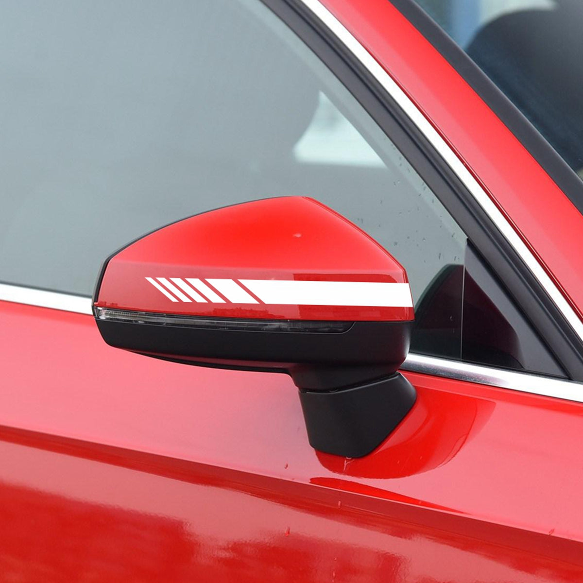 Orange Red 5Pcs Car Body Racing Side Door Long Sticker Hood Mirror Decal Vinyl Stickers