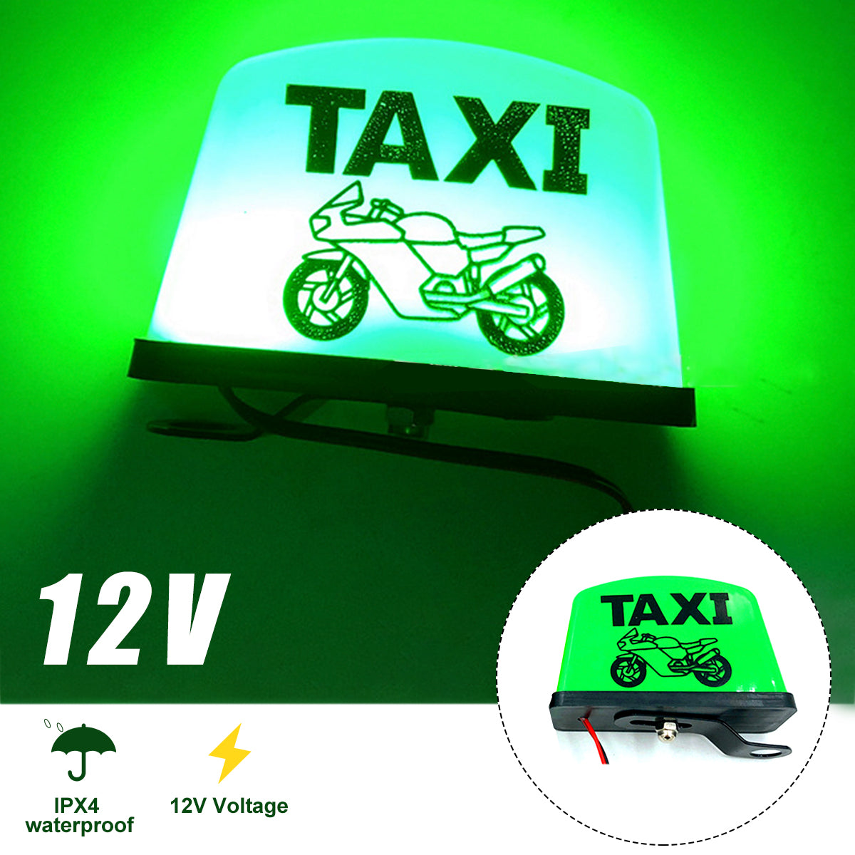 Dark Green 12V Motorcycle Sign LED Light LED TAXI Sign Light Indicator Decoration Parts