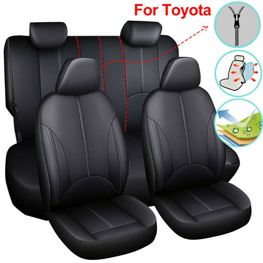 9PCS Car Seat Cover Full Set Front Rear Cushion Protector PU Leather Universal - Auto GoShop