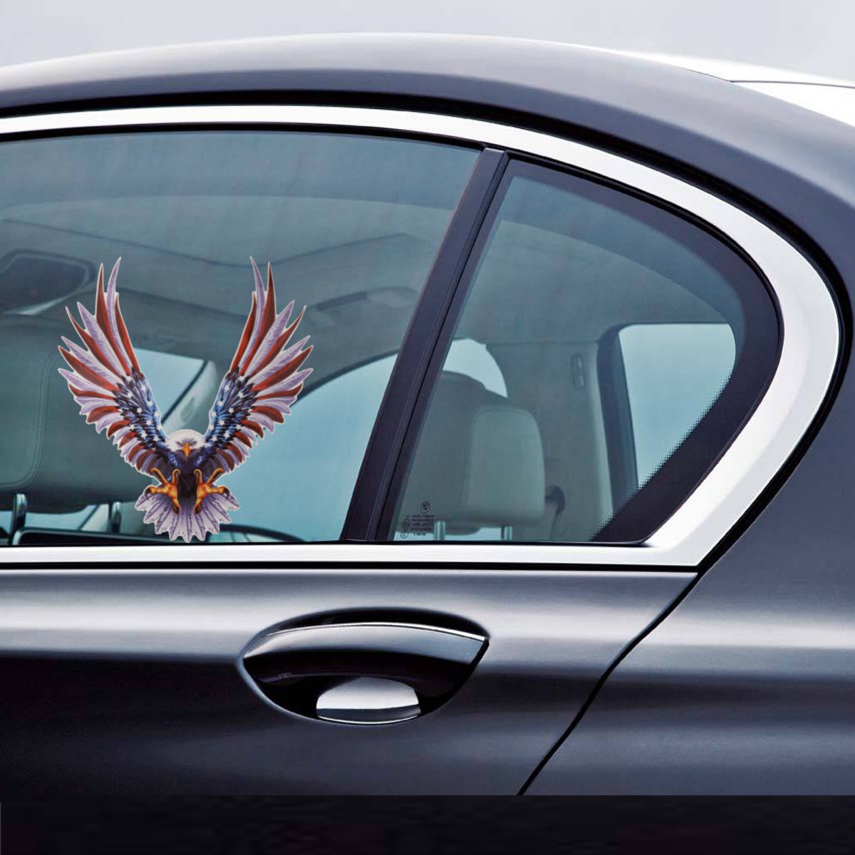 Slate Gray 6x6.75 Inch Vinyl Car USA Eagle Wings United States Flag Bumper Window Stickers Decal