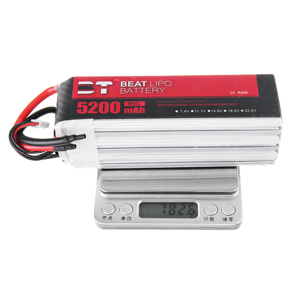 Maroon BT 22.2V 5200mAh 65C 6S Lipo Battery Without Plug for ARRMA Senton 6S RC Car 700 Class Helicopter