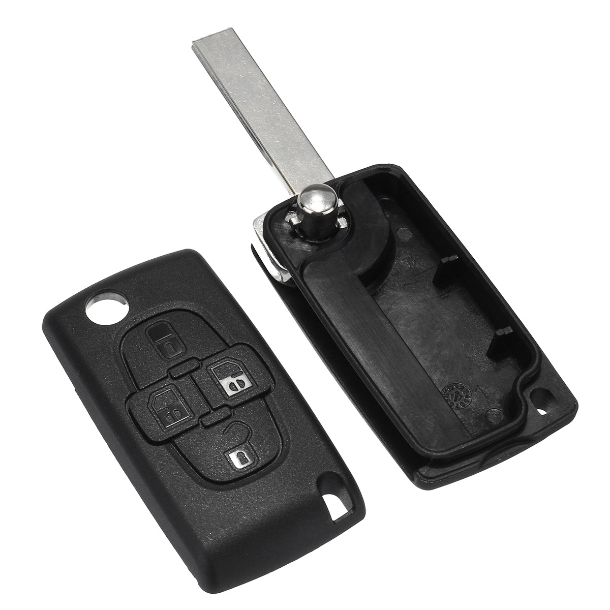 4 Buttons Remote Flip Key Fob Case Shell Battery For Peugeot 1007 & Citroens C8 - Auto GoShop
