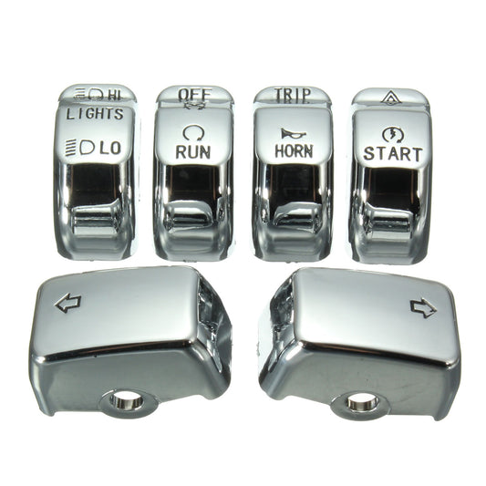 Dim Gray Control Switch Cap Button Cover Kit For Motorcycle Harley Dyna Softail XL (Chrome)