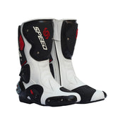Gray Pro-Biker Fiber Leather Motorcycle Off Road Racing Boots