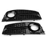 Black Car Front Fog Light Cover Grille Grill Glossy Standard Style Pair for Audi A4 B8 2009-2011