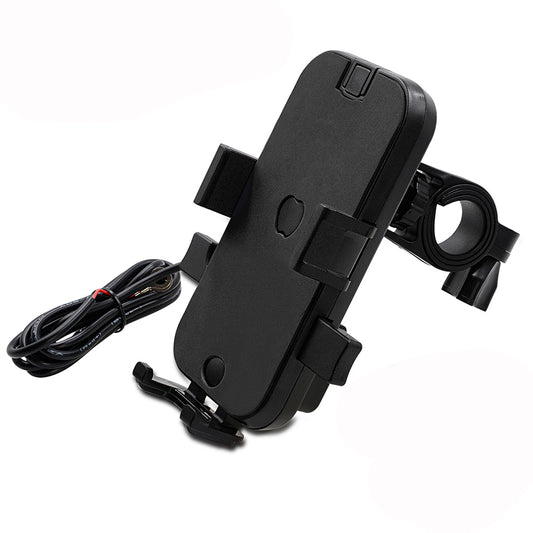Dark Slate Gray 12V 2.1A Dual USB Charger GPS Phone Holder Handlebar Mount Bracket Universal Automatic Lock For Motorcycle Bike Electric Scooter