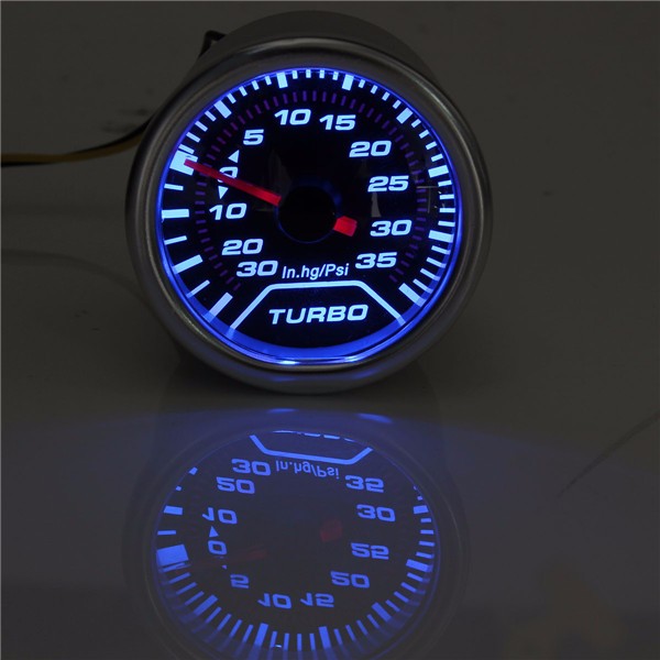 52mm Universal Blue LED Pointer Turbo Boost Gauge Meter PSI Smoke Tint Len - Auto GoShop