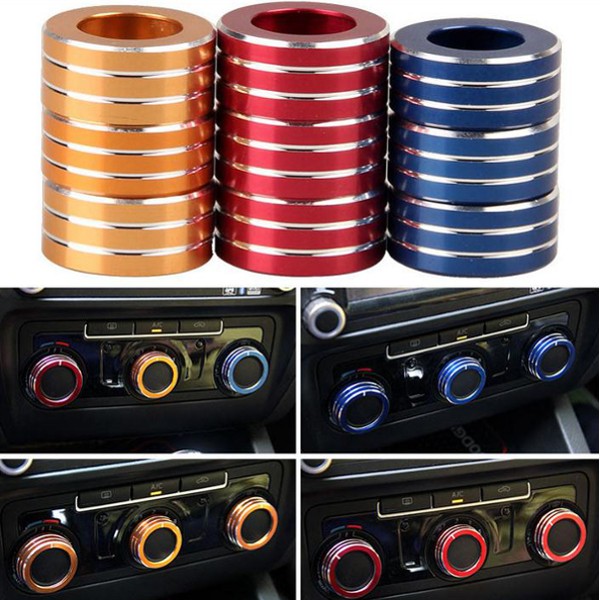 Brown 3pcs/Set Cars Alu Decorative Knob Ring Air Conditioning Knob Ring for New Sagitar 2012-2014 Golf 6