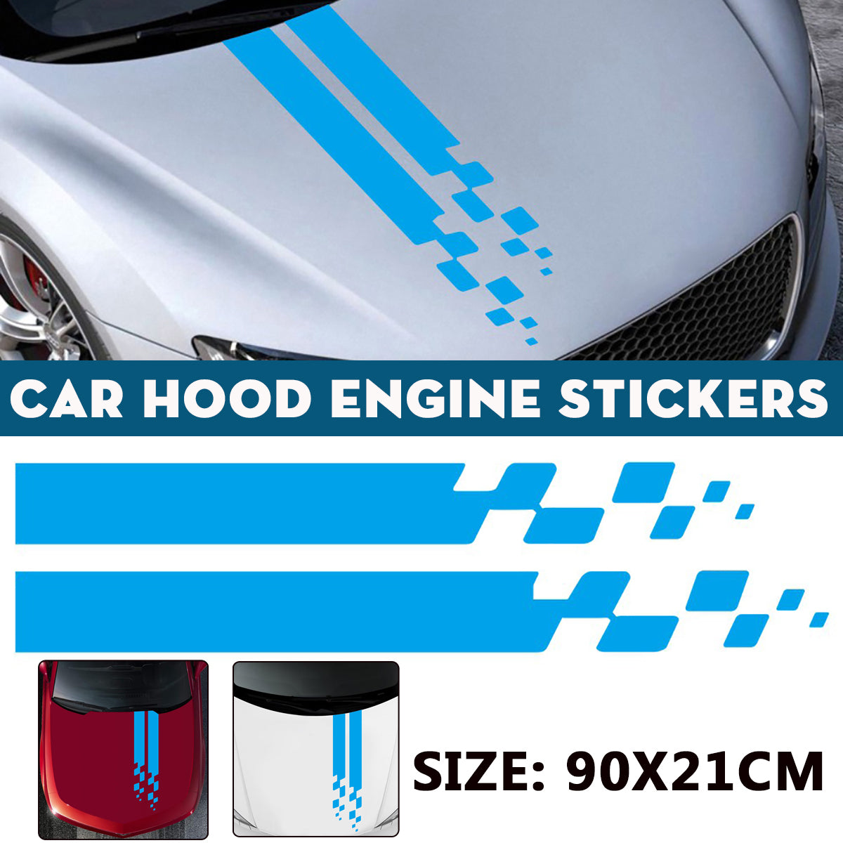 Deep Sky Blue Universal Car Auto Hood DIY Sticker Engine Cover Scratched Styling Decal Decoration