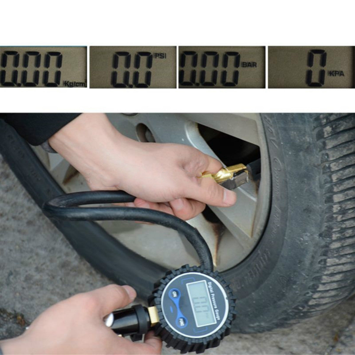 Rosy Brown 200Psi Digital Tire Pressure Gauge Night Vision With Blue Backlight LCD Display