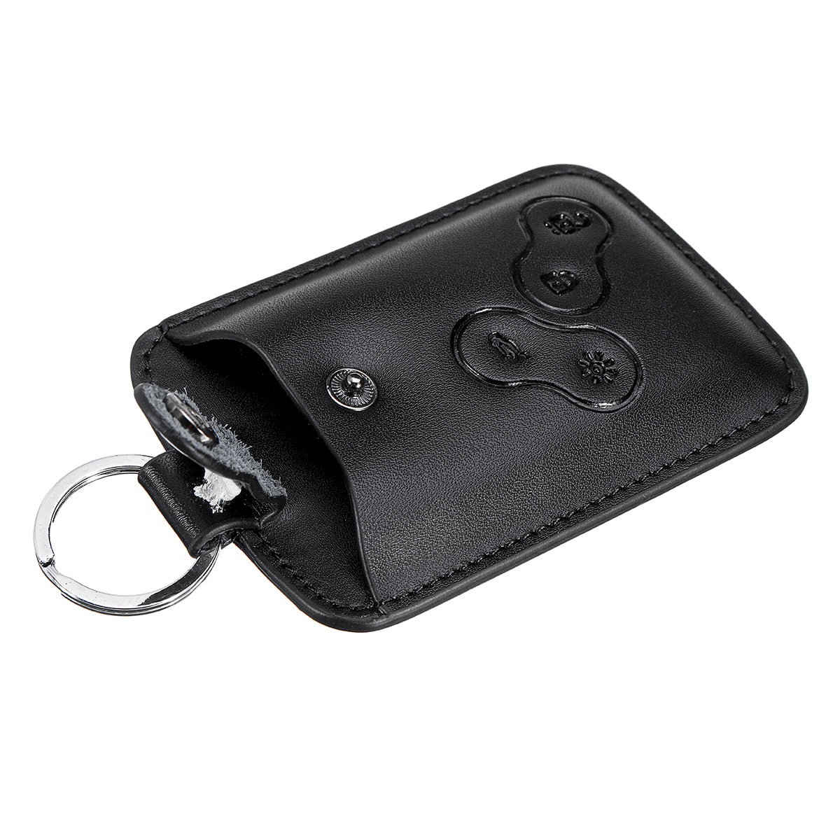 4 Button Leather Car Key Cover Case Holder Keychain For Renault Clio Scenic Megane - Auto GoShop