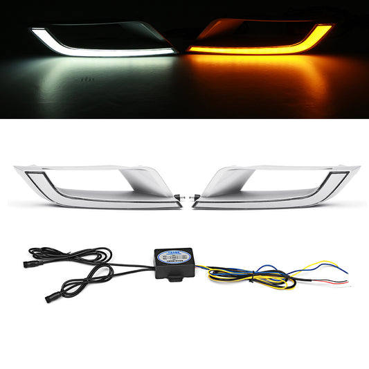 Black 2Pcs LED DRL Daytime Running Lights Lamp Dual Color for Ford Ranger Wildtrak T6 MK2 2016-2018 ET