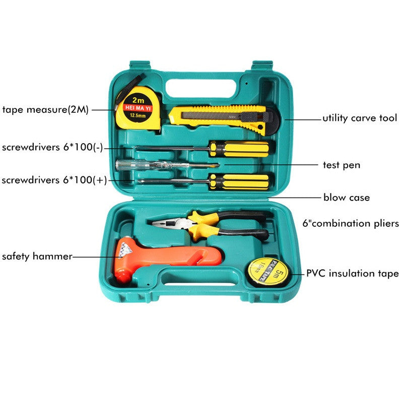 9pcs Auto Car Household Repair Tool Set Combination Hand Emergency Tool Common Kit - Auto GoShop